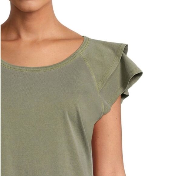 WOMEN'S FLUTTER SLEEVE T-Shirt Top Shirt Blouse Size XXL - Picture 4 of 5